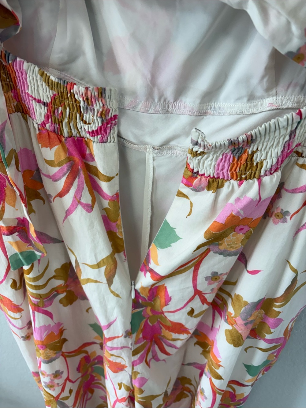 Taylor XL Floral Ruffle Wide Leg Cropped Jumpsuit Tropical Cotton - Picture 12 of 15